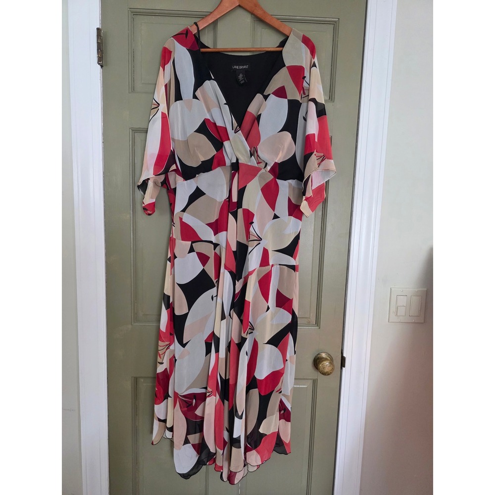 Lane Bryant Size 28 Abstract Geometric Floral Dress 🌸 Artsy Mod